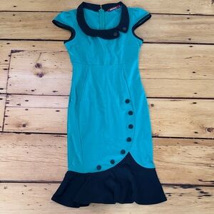 Teal Dress with Black Collar - Costume or Normal